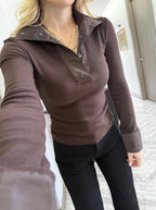 Brown + white top
