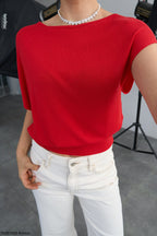 Red/Baby blue top