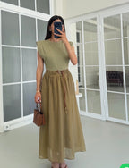 Olive green/ Beige dress