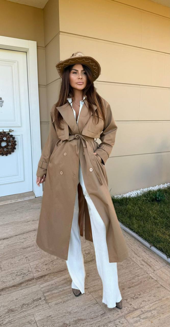 Beige trench coat