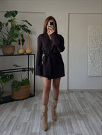 Burgundy Dark brown Beige cardigan