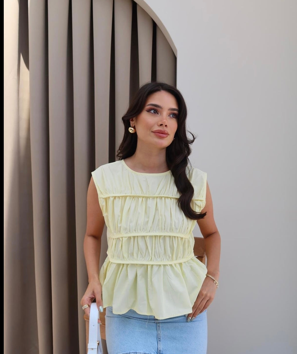 Pink/yellow/ baby blue top