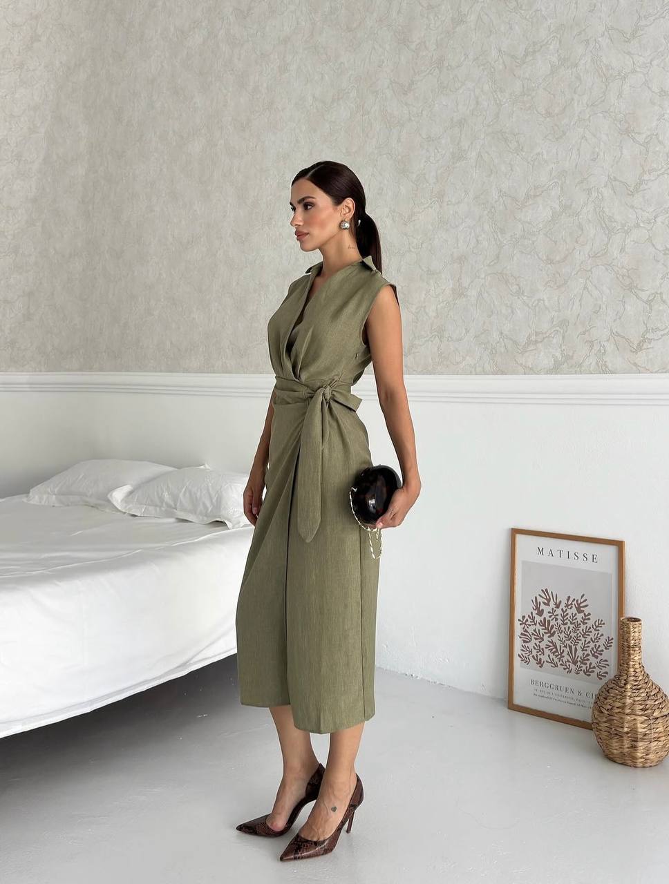 Olive green /Pink dress