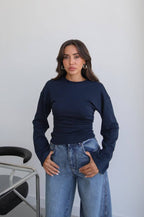 White / Navy top