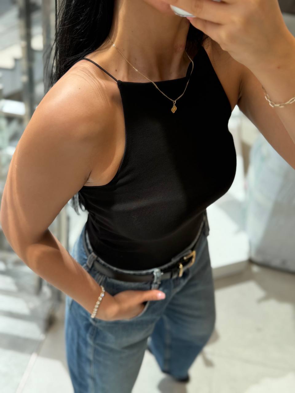 Red/Black/White top