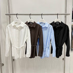 Brown / white shirt