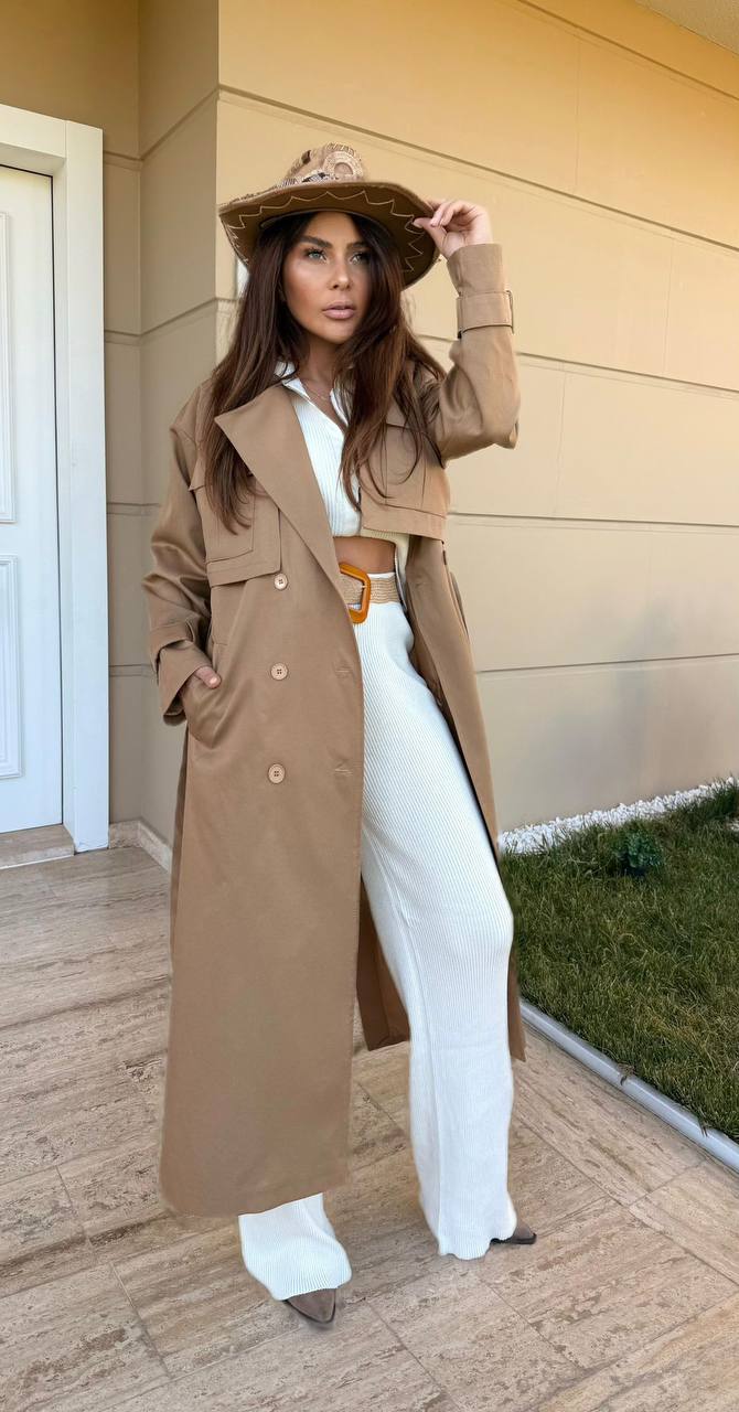 Beige trench coat