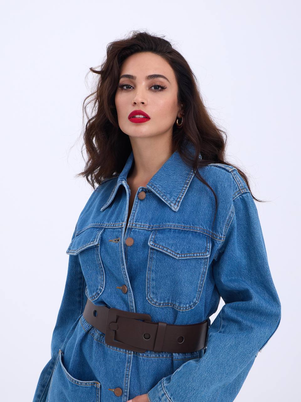 Jeans jacket with belt