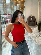Red/Black/White top