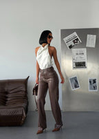 Brown leather pants