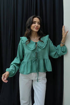 Green/ grey top