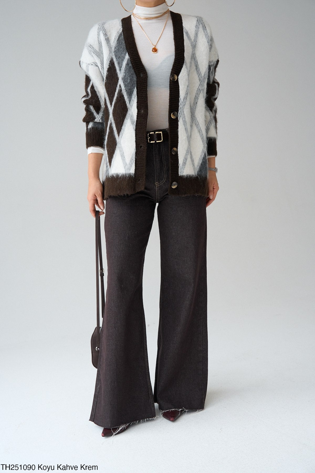 Brown white cardigan