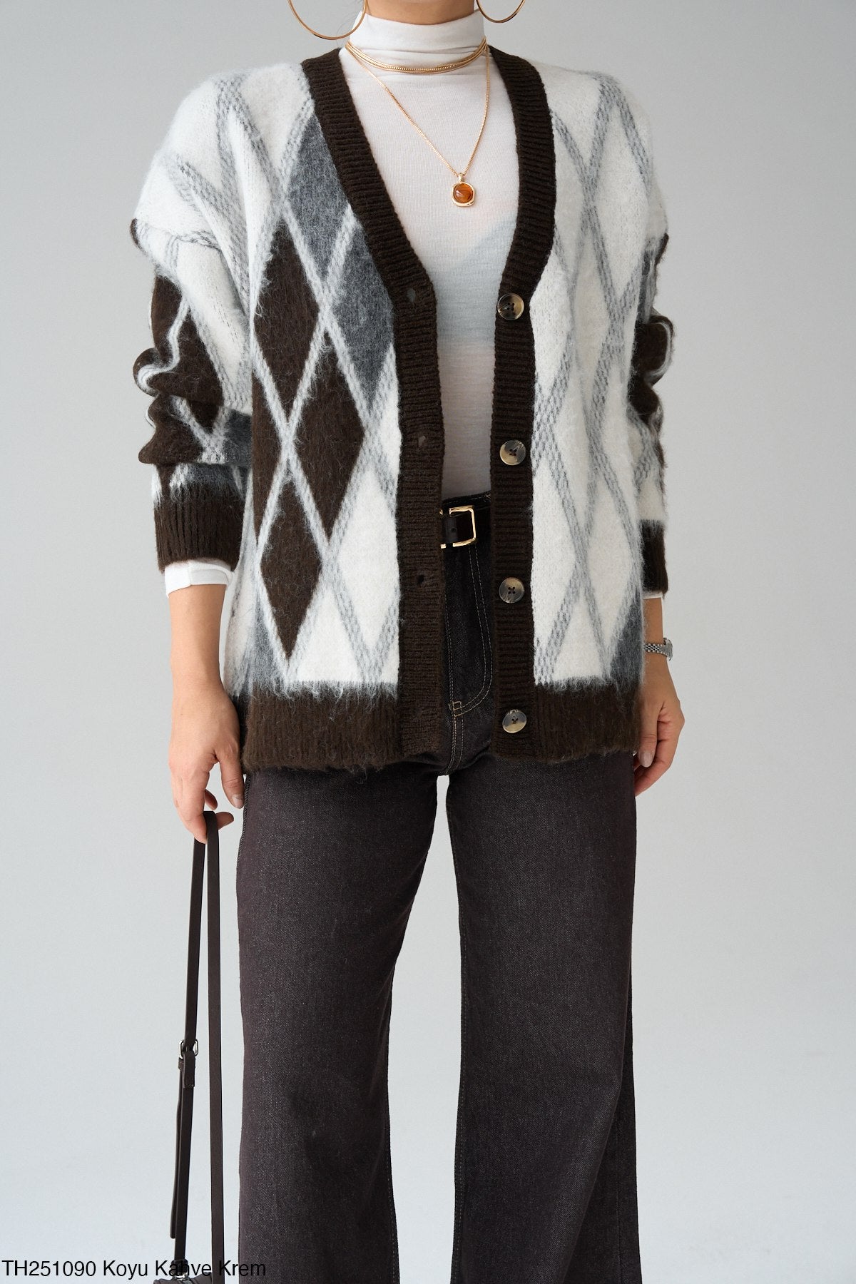 Brown white cardigan