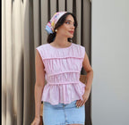 Pink/yellow/ baby blue top