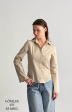 Blue beige shirt