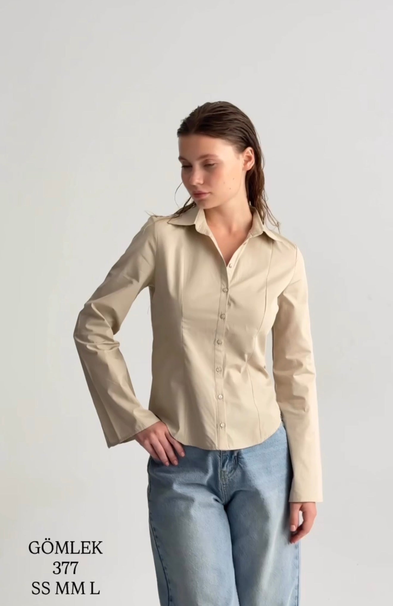 Blue beige shirt