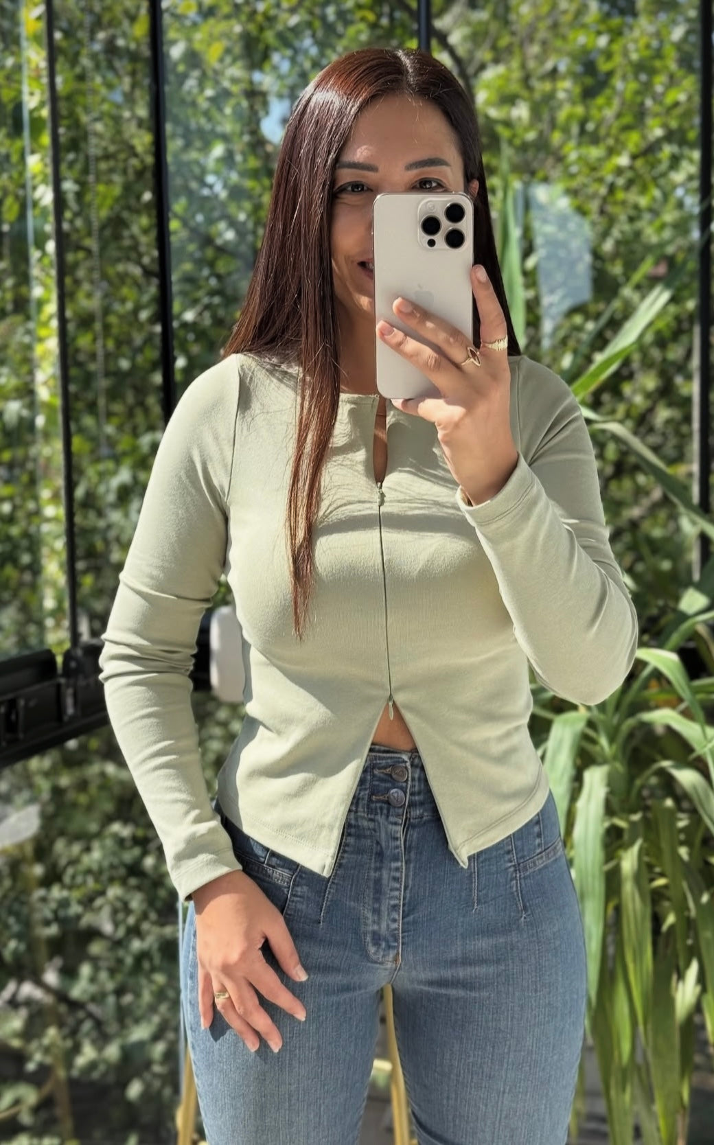 Green white black top
