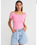 Pink/White top