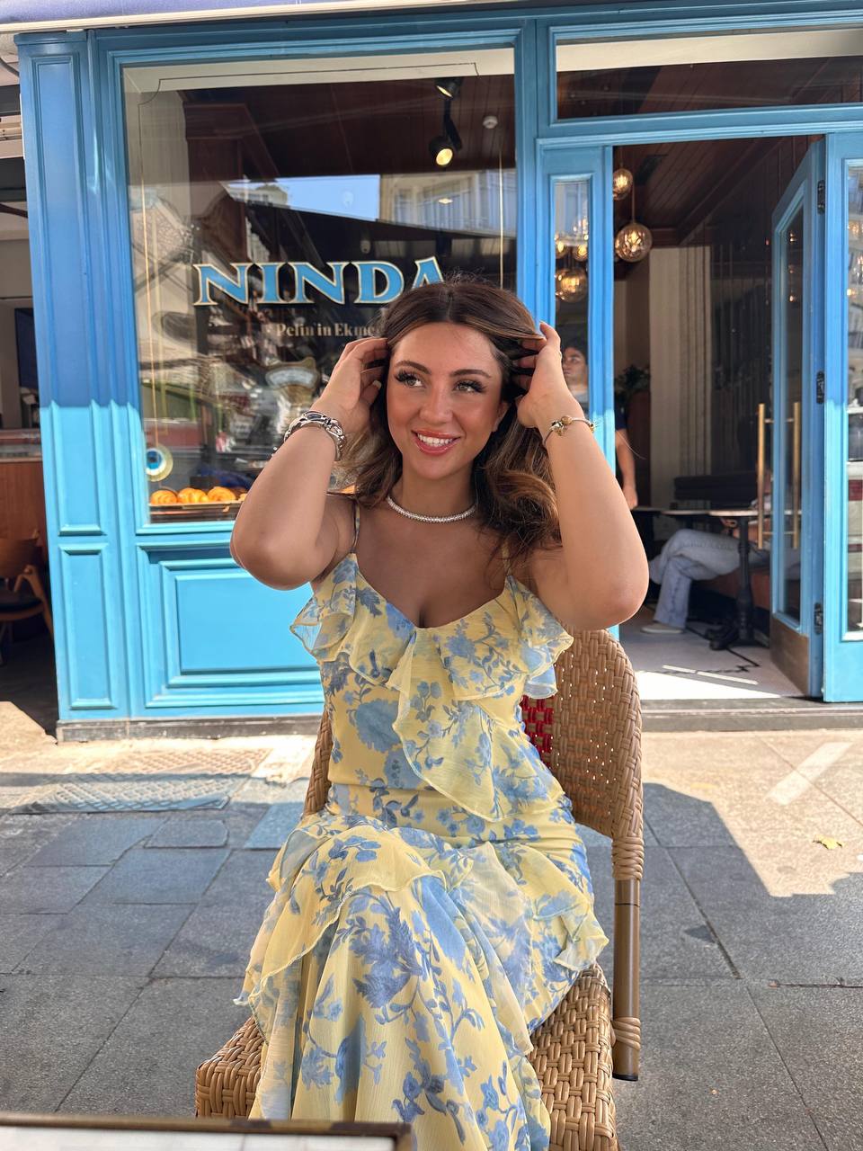 Yellow blue dress