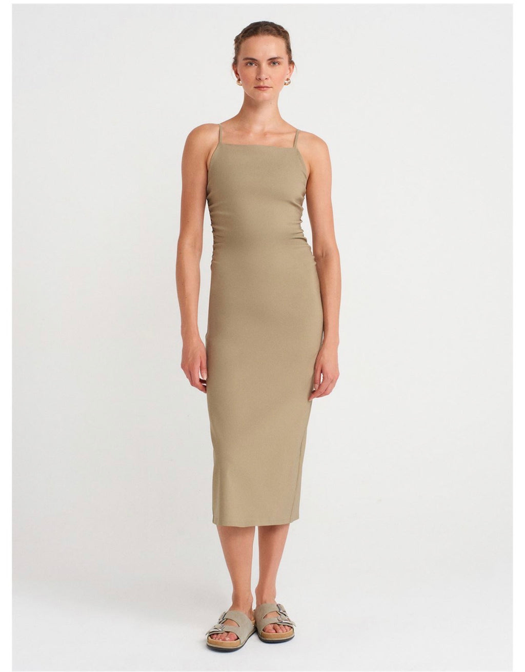 Olive green / Beige dress