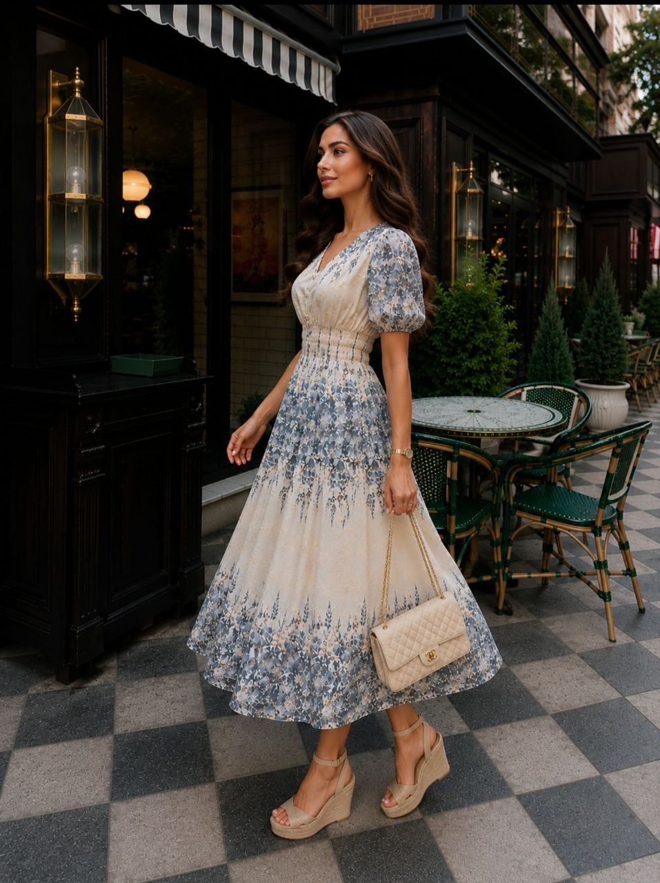 White blue dress