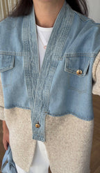 Beige jeans cardigan