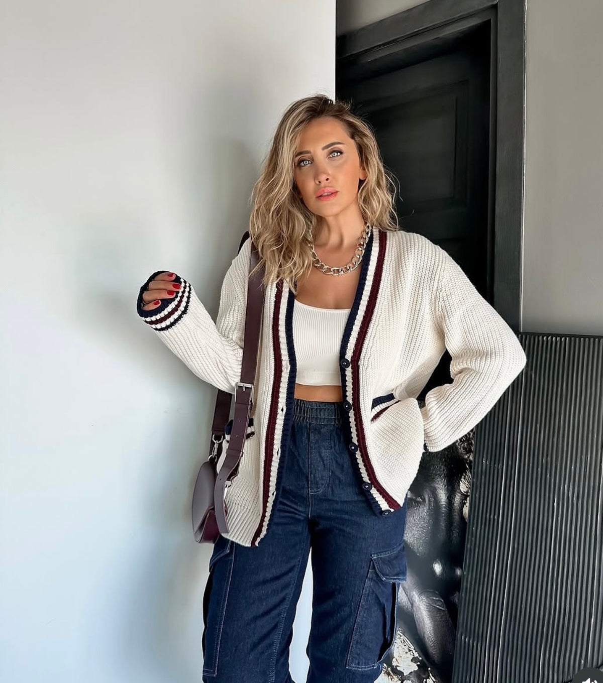 White cardigan
