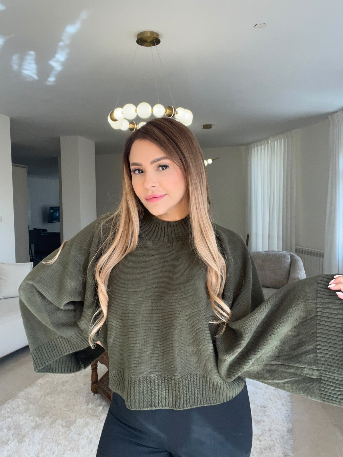 Red/ Blue/ Olive green top