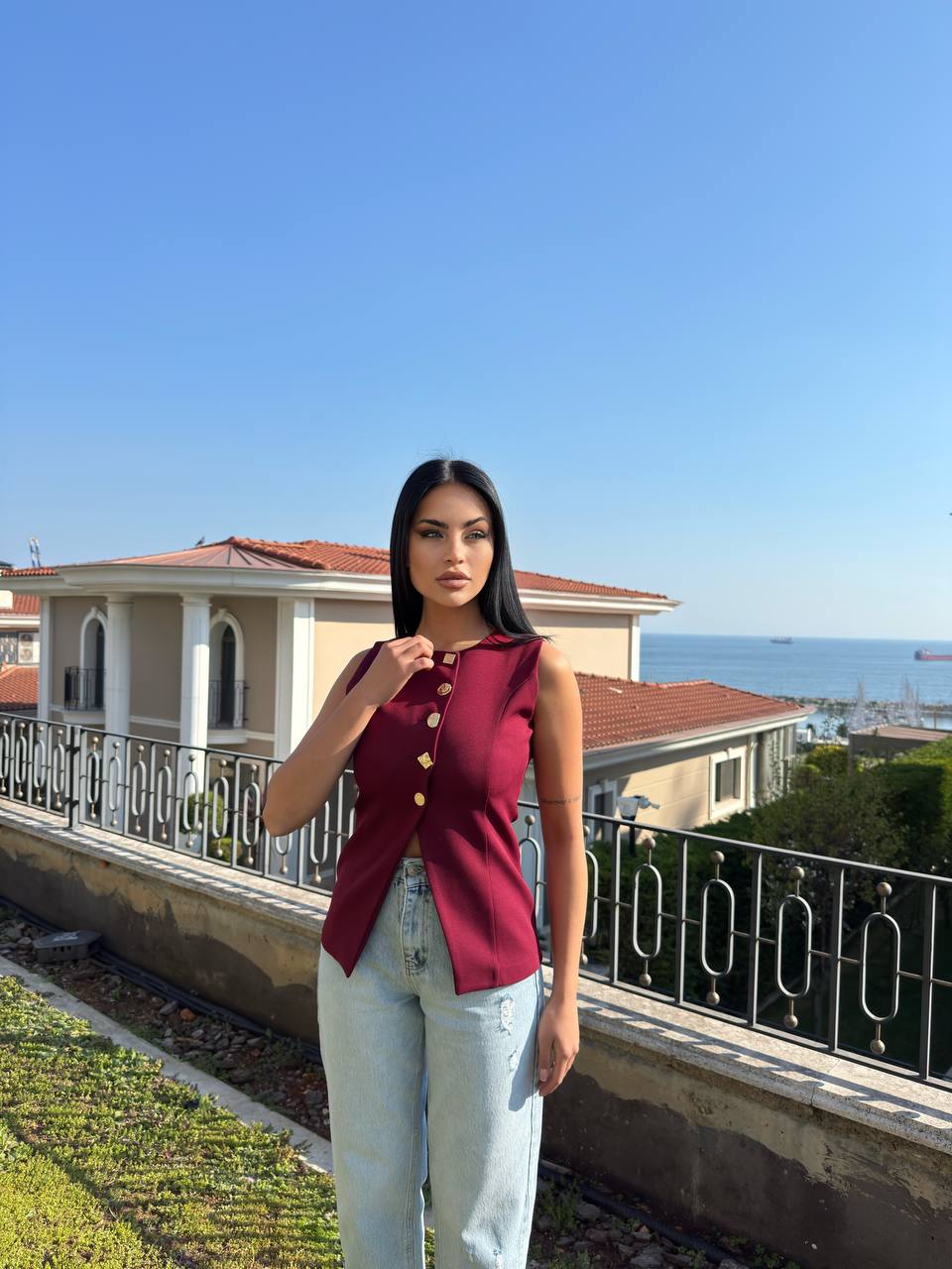 Burgundy vest