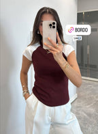 White/Black/Burgundy top