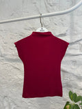 Beige Red Olive green top