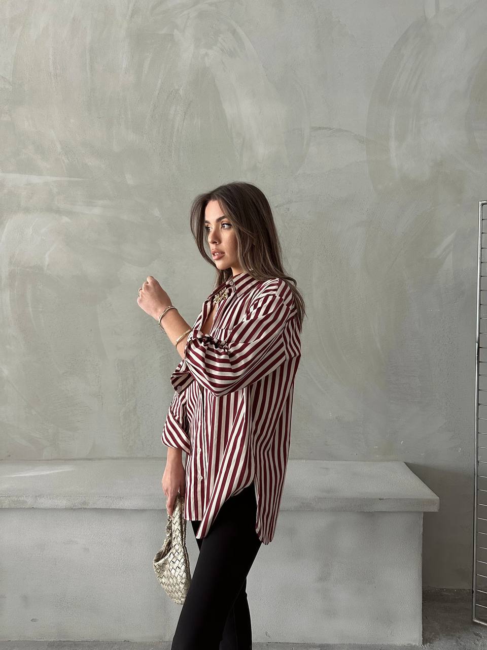 Burgundy White shirt