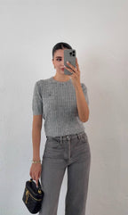 Grey/Red Top