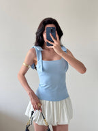 Blue black top