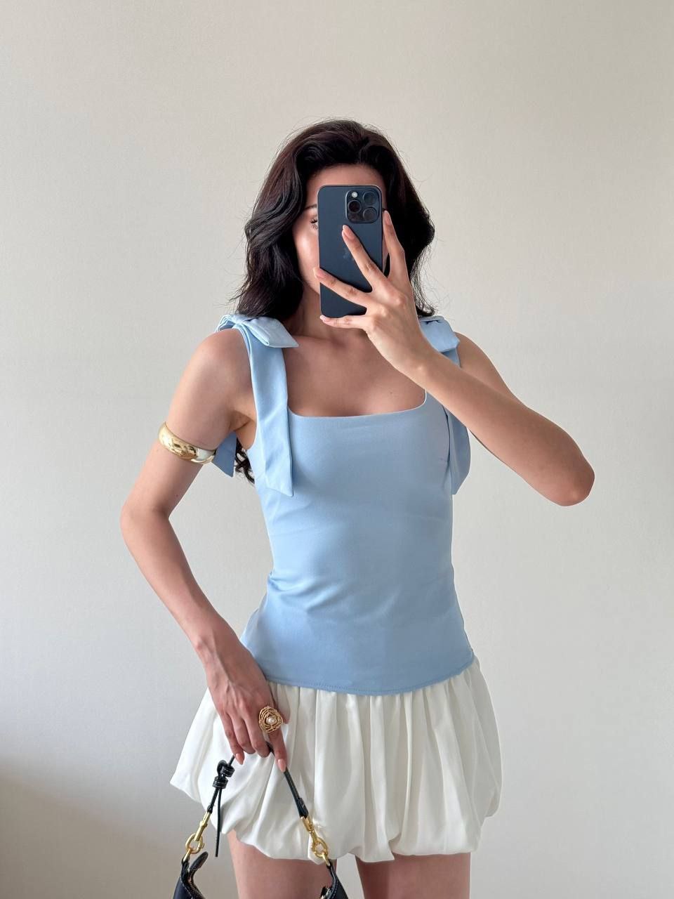 Blue black top