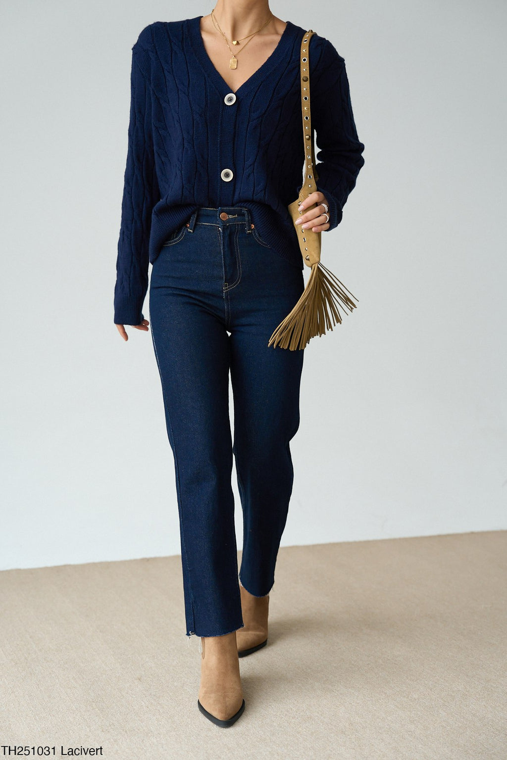 Dark blue / brown cardigan