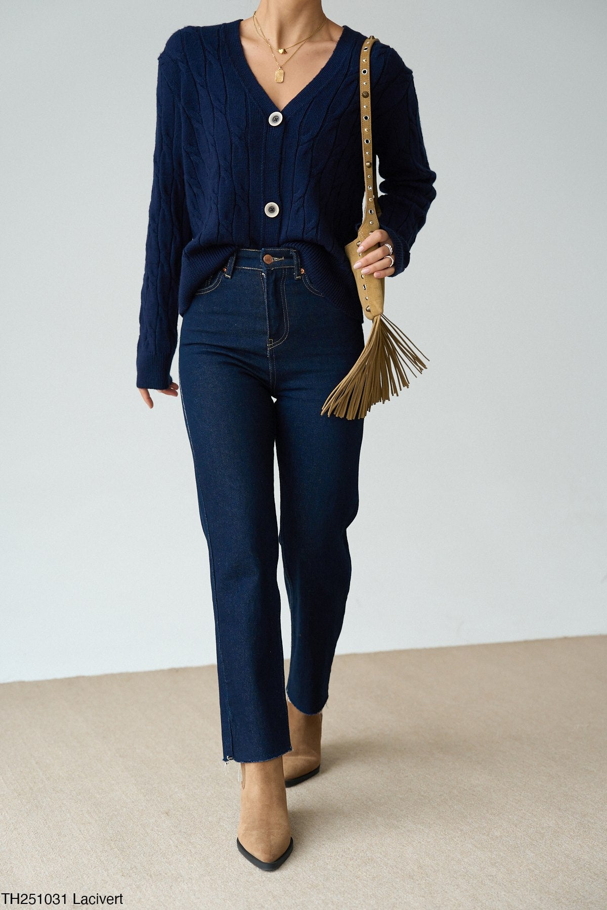 Dark blue / brown cardigan