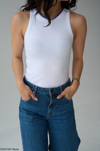 Pink white top