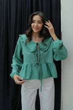 Green/ grey top