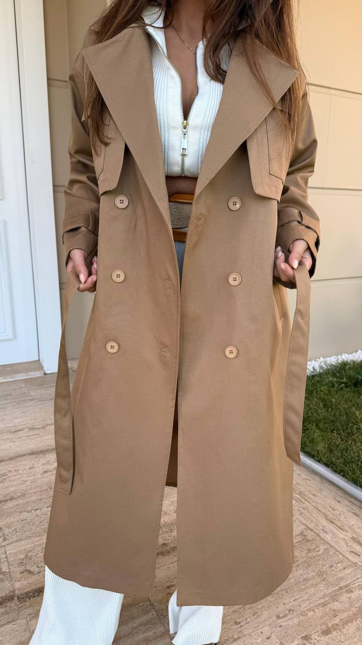 Beige trench coat