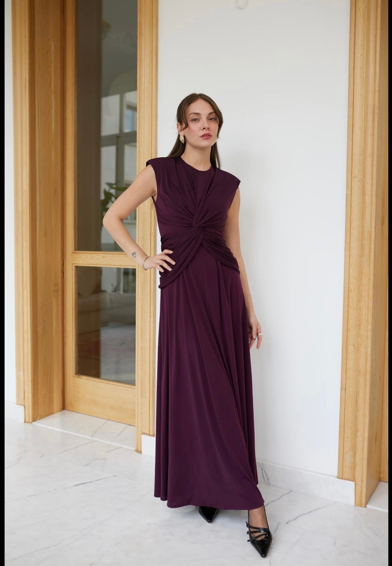 Burgundy/ black dress