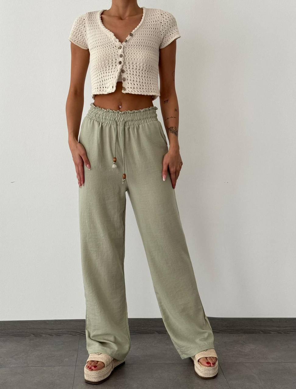 Pink/ olive green pants