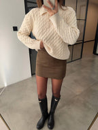 Yellow / off white / grey top