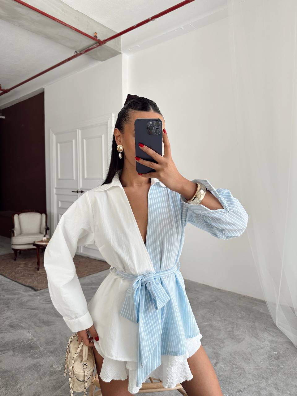 Blue white shirt