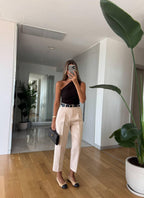 Beige/ white/ brown pants