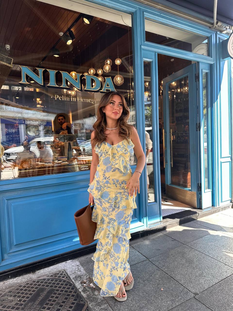 Yellow blue dress