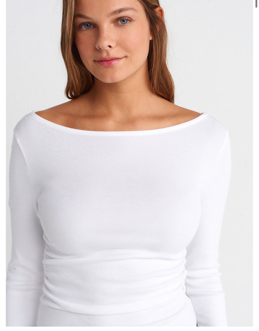 Pink white top