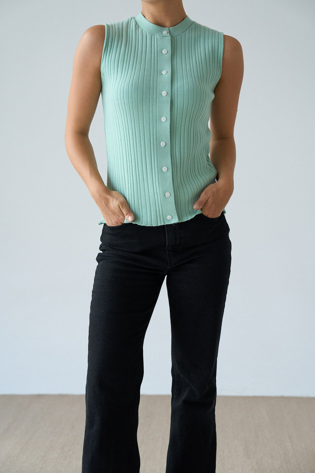 Mint/ beige vest