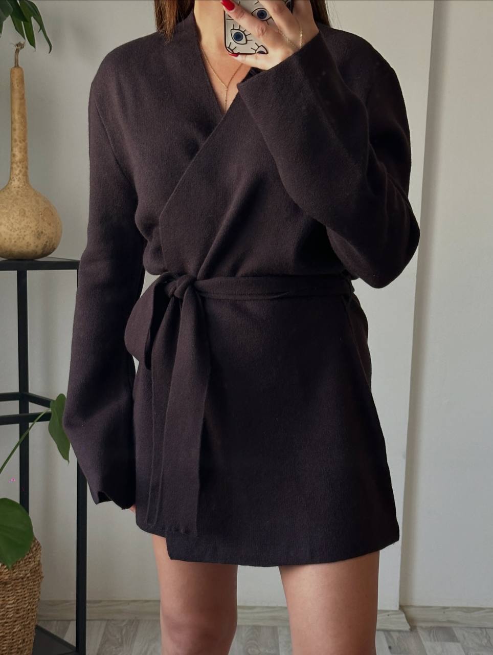 Burgundy Dark brown Beige cardigan