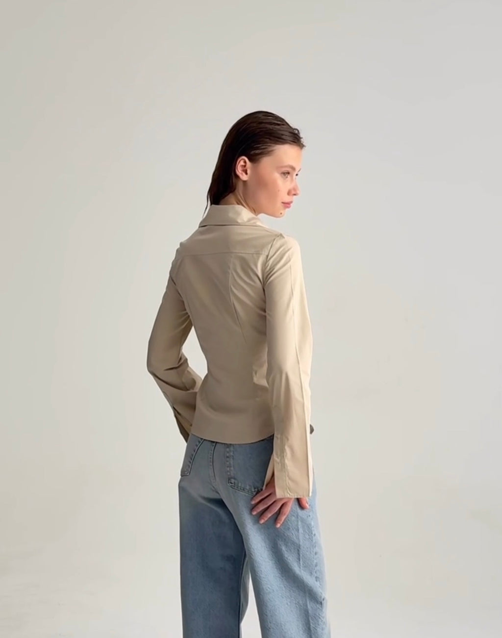 Blue beige shirt
